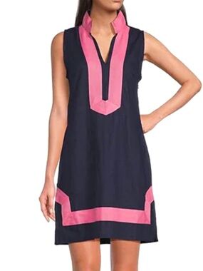 Eliza J - collared color block dress in navy pansy